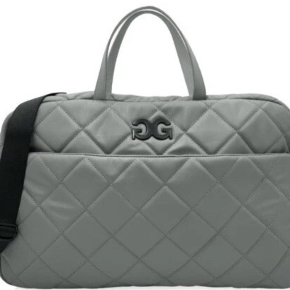 Gilda Paris Gray Quilted Weekender Bag with Black Crossbody Strap MSRP $229